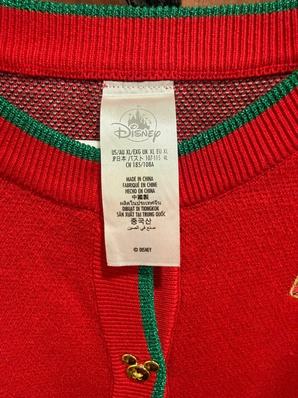 Red Mickey & Minnie Holiday Cardigan - Picture 3 of 5